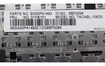Lenovo 01HX151 NB_KYB TACHI2 CHY NBL-KB DE