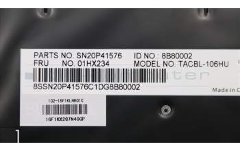 Lenovo 01HX234 NB_KYB TACHI2 CHY BL-KB HU