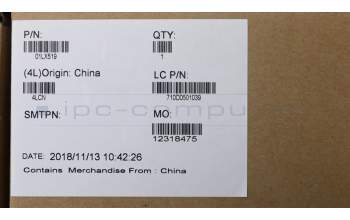 Lenovo 01LX519 C-Cover with keyboard, Italian, Black, Backlight, Fingerprint, UK