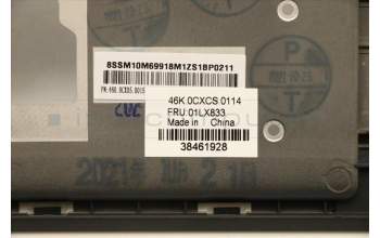 Lenovo 01LX833 C-Cover with keyboard, German, Black, Backlight, UK