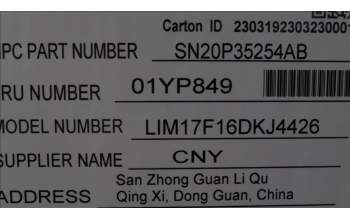 Lenovo 01YP849 NB_KYB FRU COMO SK,CHY,KB-BL,SV,DK