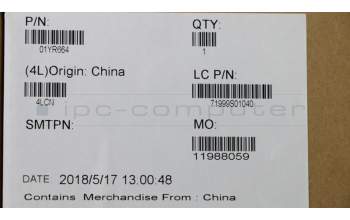 Lenovo 01YR664 C-Cover with keyboard, Slovenian, Black, Backlight, Fingerprint, NFC, UK