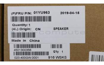 Lenovo 01YU963 SPEAKERINT Speaker L/R ASM,SABLE
