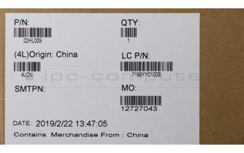 Lenovo 02HL009 MECH_ASM B-Cover,BLK,w/Shutter