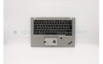 Lenovo 02HM379 C-Abdeckung mit Tastatur, Englisch (GB), Silber, Hintergrundbeleuchtung, Fingerabdruck