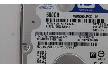 Lenovo 04W0596 HDD_ASM Tray-PE7 5400RPM 500GB WD