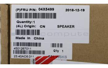 Lenovo SPEAKERINT FRU Speaker ASM für Lenovo ThinkPad X1 Carbon 3rd Gen (20BS/20BT)