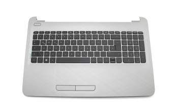 Tastatur inkl. Topcase DE (deutsch) schwarz/silber weiße Beschriftung, Linienstruktur auf Gehäuseoberfläche original für HP 15-ba000