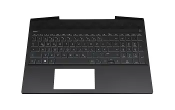 Tastatur inkl. Topcase DE (deutsch) schwarz/weiß/schwarz mit Backlight original für HP Pavilion Gaming 15-cx0000