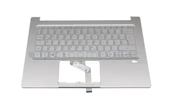 6B.HSEN2.046 Original Acer Tastatur inkl. Topcase DE (deutsch) silber/silber mit Backlight
