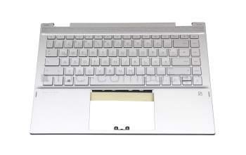 Tastatur inkl. Topcase DE (deutsch) silber/silber mit Backlight original für HP Pavilion x360 14-dw1000