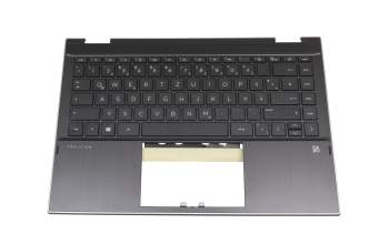 Tastatur inkl. Topcase DE (deutsch) schwarz/schwarz/silber ohne Hintergrundbeleuchtung original für HP Pavilion x360 14-dw1000