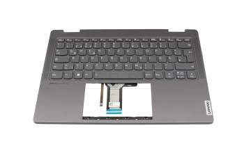 Tastatur inkl. Topcase DE (deutsch) grau/grau mit Backlight original für Lenovo Yoga 7 14ARP8 (82YM)