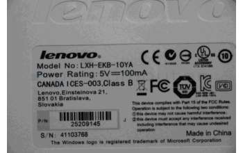 Lenovo 25209145 DT_KYB Sunrex EKB-10YA(US) W-Silk USB KB