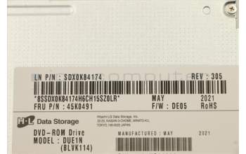 Lenovo 45K0491 OPT_DRIVE HL DUE0N 9.0 DVDROM W/B