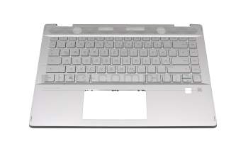 490.0GG07.DP0G Original HP Tastatur inkl. Topcase DE (deutsch) silber/silber mit Backlight
