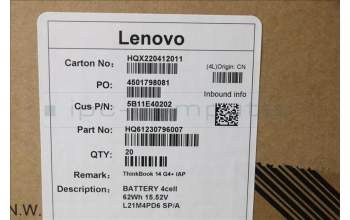 Lenovo 5B11E40202 BATTERY 4cell 62Wh 15.52V L21M4PD6 SP/A