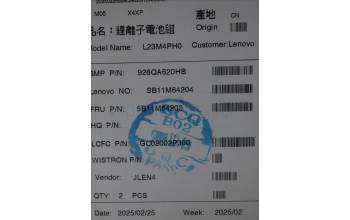 Lenovo 5B11M64203 BATTERY 4cell 75Wh 15.6V L23M4PH0 SP/C