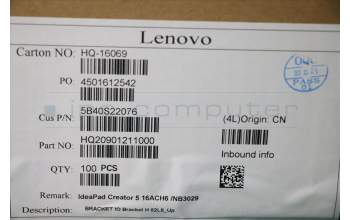 Lenovo 5B40S22076 BRACKET IO Bracket H 82L5_Up