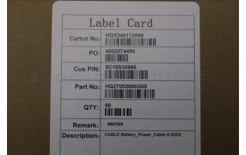 Lenovo 5C10S30966 CABLE Battery_Power_Cable H 83D2