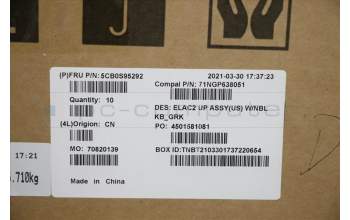 Lenovo 5CB0S95292 Tastatur inkl. Topcase C81MQ(US) NBL KB_GRK