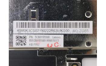 Lenovo 5CB0Y85508 C-Cover with keyboard, Hebrew, Grey, Backlight, Fingerprint