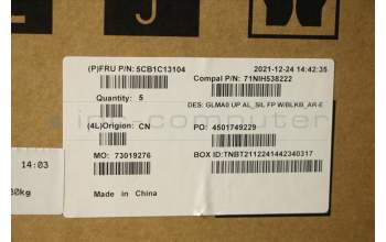 Lenovo 5CB1C13104 C-Abdeckung mit Tastatur, Arabisch, silber, Hintergrundbeleuchtung, Fingerabdruck, US