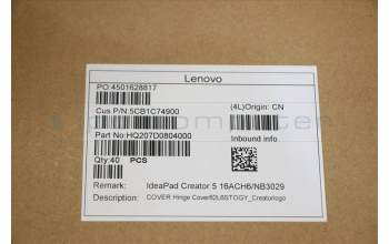 Lenovo 5CB1C74900 COVER Hinge Cover82L6STOGY_Creatorlogo