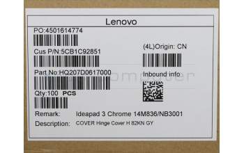 Lenovo 5CB1C92851 COVER Hinge Cover H 82KN GY