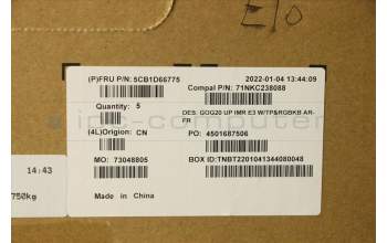 Lenovo 5CB1D66775 Tastatur inkl. TopcaseASM_FRA/ARA C 82K2 E3 RGB