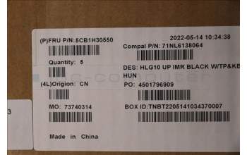 Lenovo 5CB1H30550 C-Cover with keyboard, Hungarian, Black, Backlight