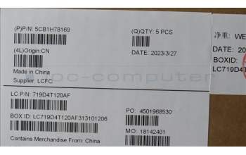 Lenovo 5CB1H78169 C-Cover with keyboard,UK English,Misty Blue,Non_Backlight,FingerPrint