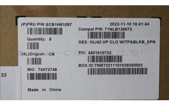 Lenovo 5CB1H81097 Tastatur inkl. TopcaseASM_SPA C82SH CloBL