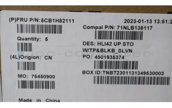 Lenovo 5CB1H82111 C-Cover with keyboard,Slovenian,Storm Grey,Backlight