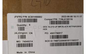 Lenovo 5CB1H88882 Tastatur inkl. Topcase ASM_HBW C82S9RGB BLA