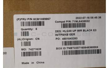 Lenovo 5CB1H89867 Tastatur inkl. TopcaseASM_GER C82S9 E3 BLA