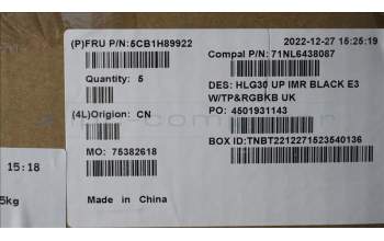 Lenovo 5CB1H89922 Tastatur inkl. TopcaseASM_UK C82S9RGB E3 BLA