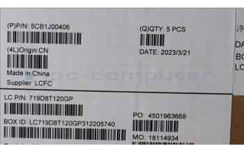 Lenovo 5CB1J00406 Tastatur inkl. Topcase ASM_BELL82SFFP_CG_NB_ML