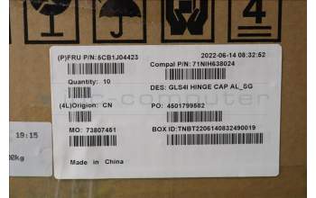 Lenovo 5CB1J04423 COVER Hinge Cover C 82SD AL_SG