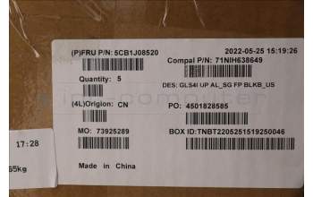 Lenovo 5CB1J08520 C-Cover with keyboard, English, Storm Grey, Backlight, Fingerprint, US