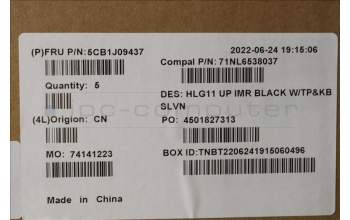 Lenovo 5CB1J09437 C-Abdeckung mit Tastatur, Slowenisch, Schwarz, Hintergrundbeleuchtung