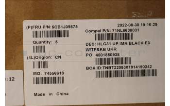 Lenovo 5CB1J09575 Tastatur inkl. TopcaseASM_UKR C82SA E3 BLA