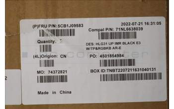 Lenovo 5CB1J09583 Tastatur inkl. TopcaseASM_ARA C82SARGB E3 BLA