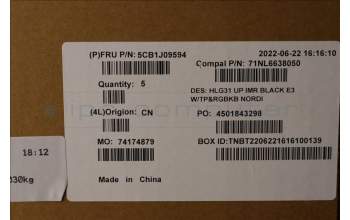 Lenovo 5CB1J09594 Tastatur inkl. TopcaseASMNORDIC C82SARGB E3BLA