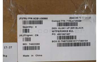 Lenovo 5CB1J38965 Tastatur inkl. Topcase ASM_BUL C82SCRGB BLA