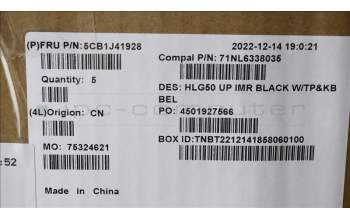 Lenovo 5CB1J41928 C-Cover with keyboard, Belgian, UK