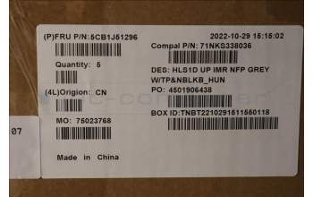 Lenovo 5CB1J51296 Tastatur inkl. TopcaseASM_HUN C82VG NFP CG