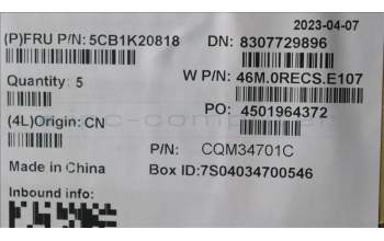 Lenovo 5CB1K20818 C-Cover with keyboard,Italian,Arctic Grey