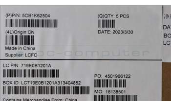 Lenovo 5CB1K62504 Tastatur inkl. Topcase ASM_THAI L83B1 STGY