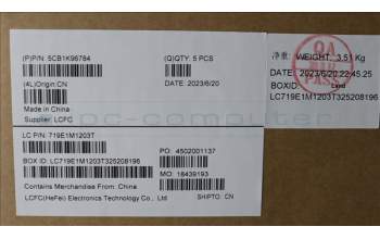 Lenovo 5CB1K96784 C-Cover with keyboard, Belgian, Arctic Grey, Backlight, UK